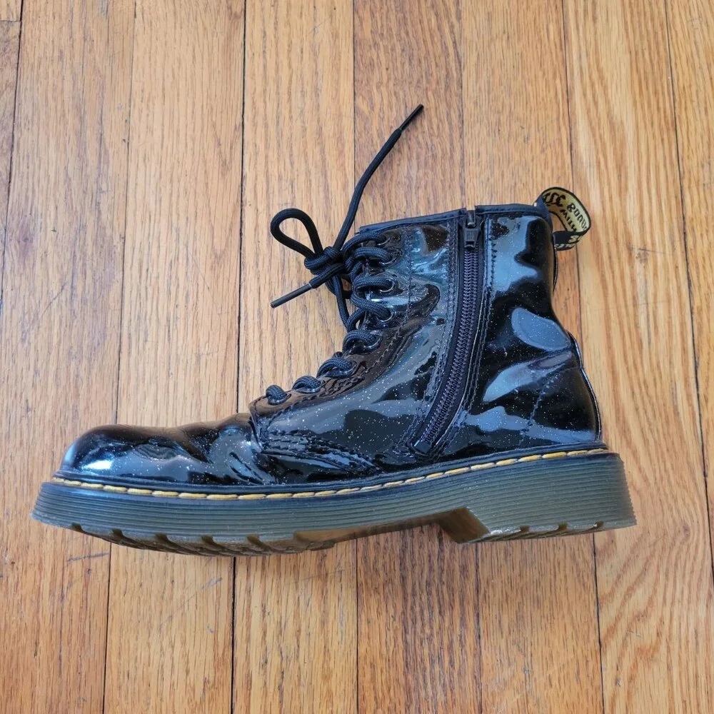 SINGLE Doc Marten Dr Martens 1460 Glitter J Black Patent Leather RIGHT Boot EU34